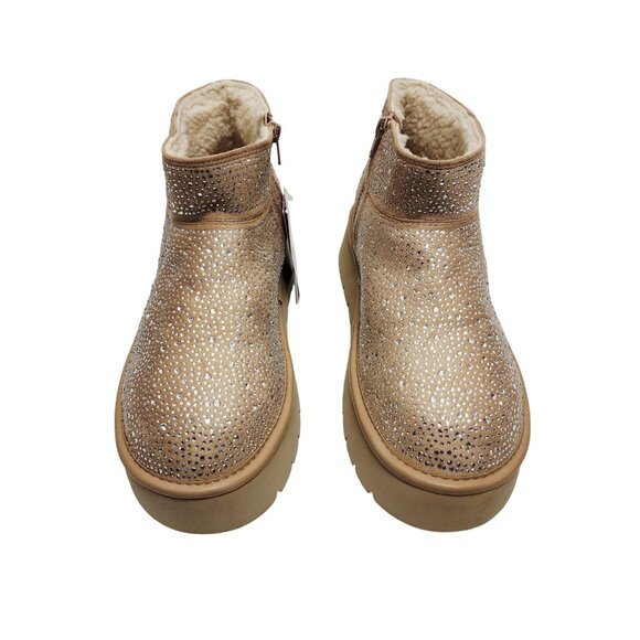Wild Fable Womens Gold Glitter Studded Shearling-Lined Ankle Boots Size 10 - Picture 3 of 11